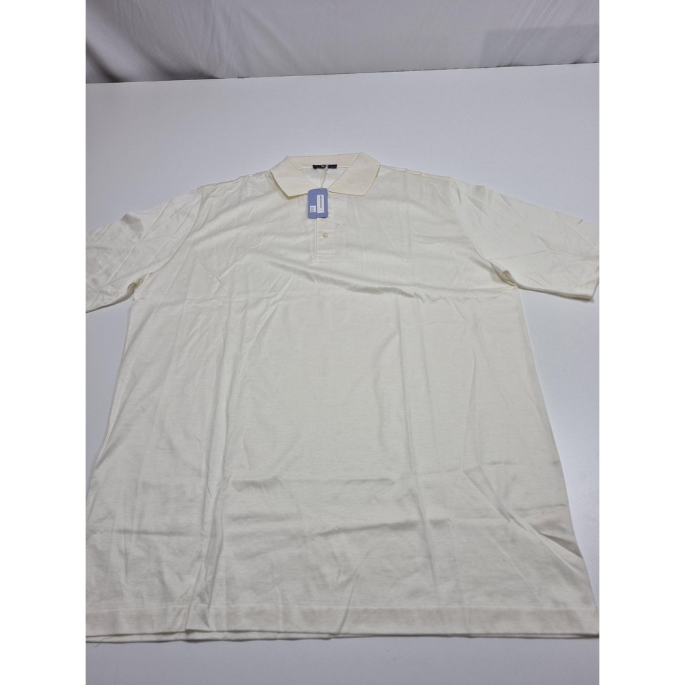 HMS Polo Shirt Mens XL White 100% Cotton Short Sleeve Made In Italy Jersey